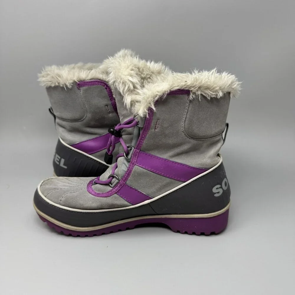 Sorel Womens Tivoli II Gray Leather Round Toe Lace Up Ankle Snow Boots Size 7 - Picture 7 of 8
